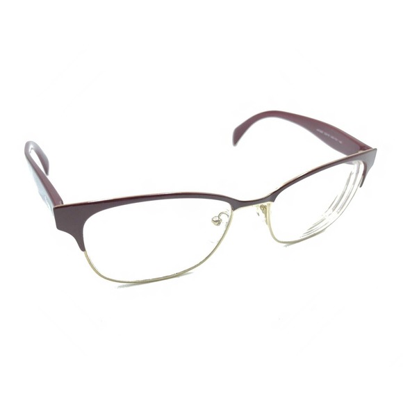 Prada VPR 65R UAN-1O1 Burgundy Red Gold Square Eyeglasses Frames 53-16 140 Italy - Picture 1 of 12